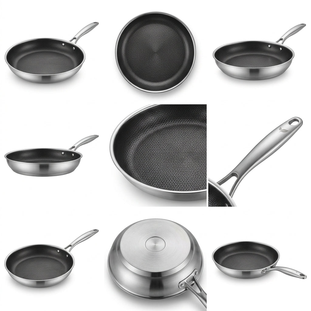 eglopure Premium Tri-Ply Stainless Steel Skillet – Scratch-Resistant Non-Stick Sauté Pan for Everyday Cooking on All Cooktops (Built to Last)