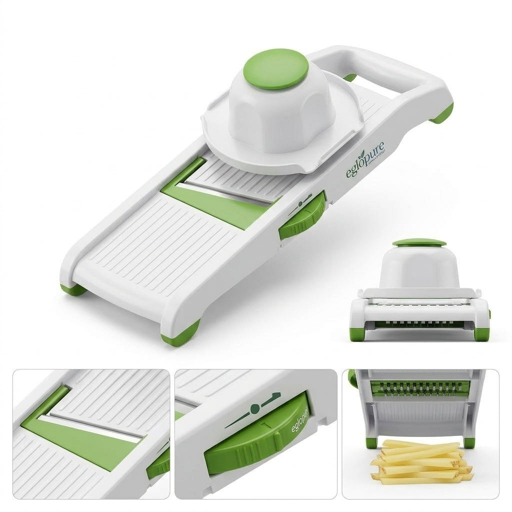 eglopure Handheld Vegetable Mandoline Slicer – Adjustable Thickness Food Slicer for Potato Chips, Salads & Cabbage Shredding (Model EMS-100)