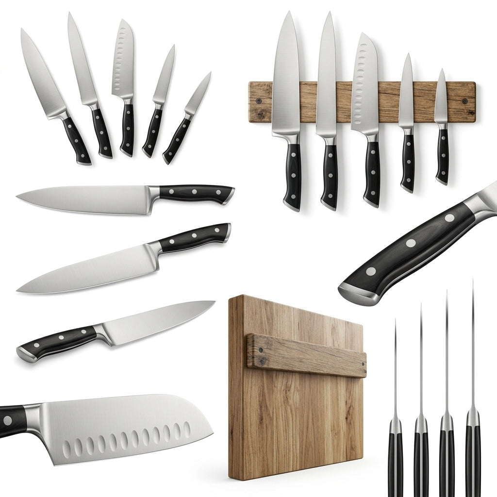 eglopure Professional 5-Piece Kitchen Knife Set – Forged High-Carbon Stainless Steel Chef Knives with Ergonomic Full-Tang Triple-Rivet Handles