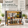 eglopure 3-Tier Standing Spice Organizer Shelf – Modern Bamboo Wood & Metal Countertop Spice Rack for Kitchen Pantry, Cabinet & Dining Table